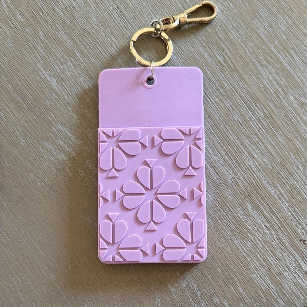 kate spade Pink Silicone ID Card Holder with Gold Hardware
